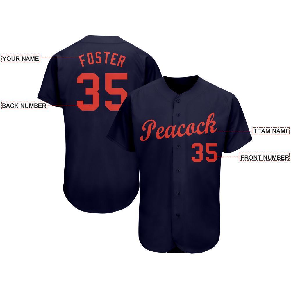 Custom Navy Orange Baseball Jersey baseball jersey product view 3
