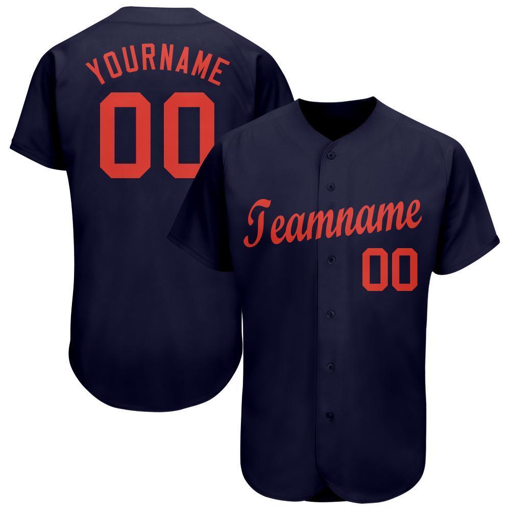 Custom Navy Orange Baseball Jersey baseball jersey product view 1