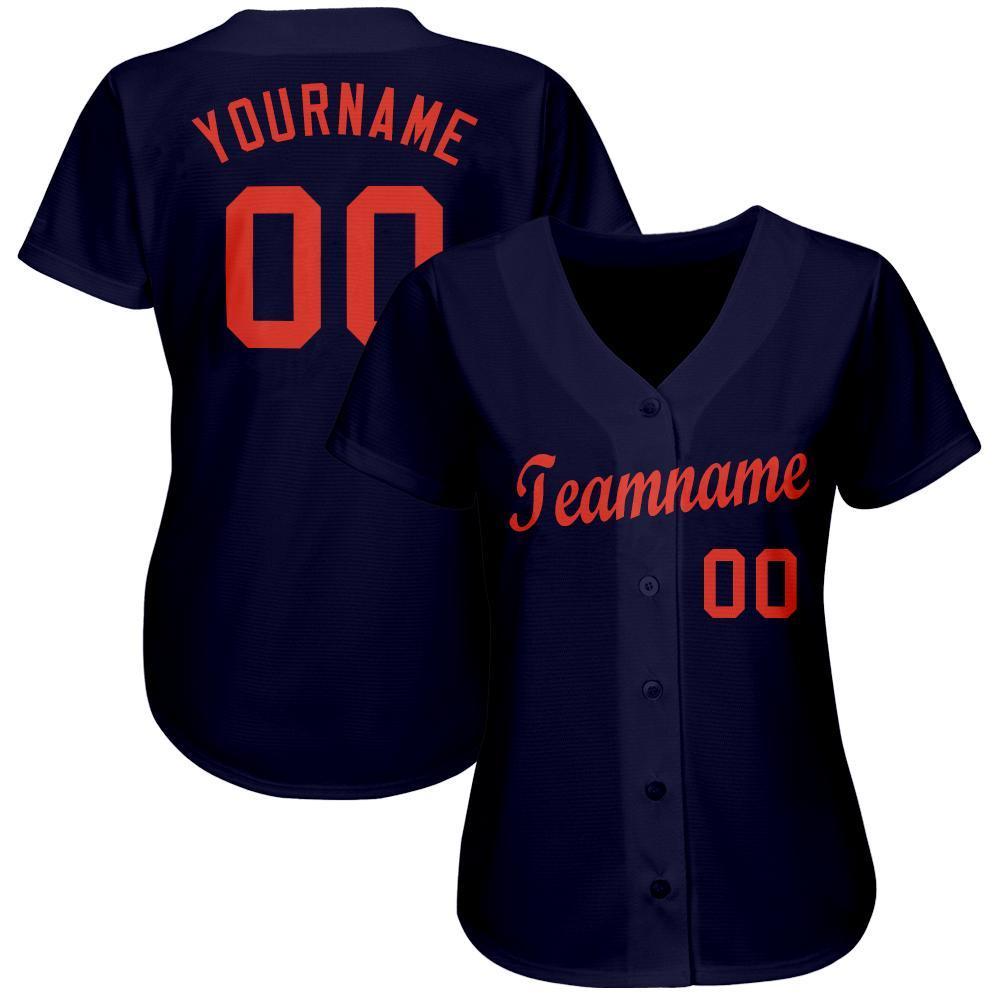 Custom Navy Orange Baseball Jersey baseball jersey product view 2