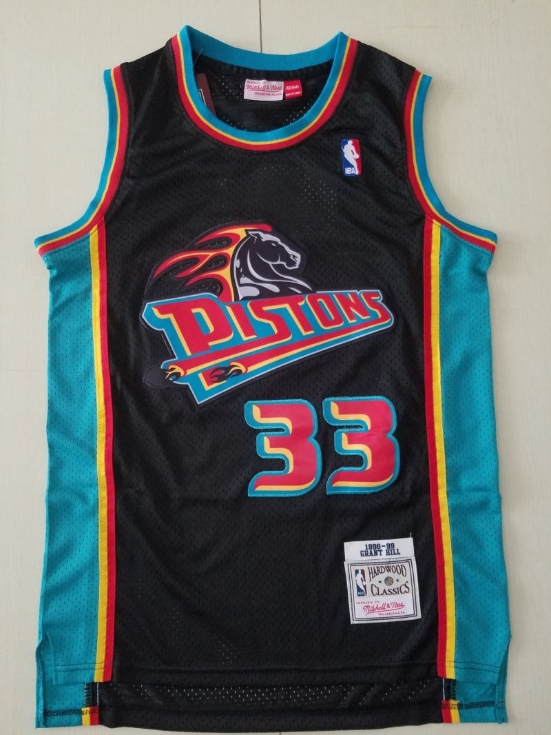 detroit pistons #33 grant hill Pistons 33 Retro Black s-xxl Style 2 Basketball Jersey basketball jersey product view 1