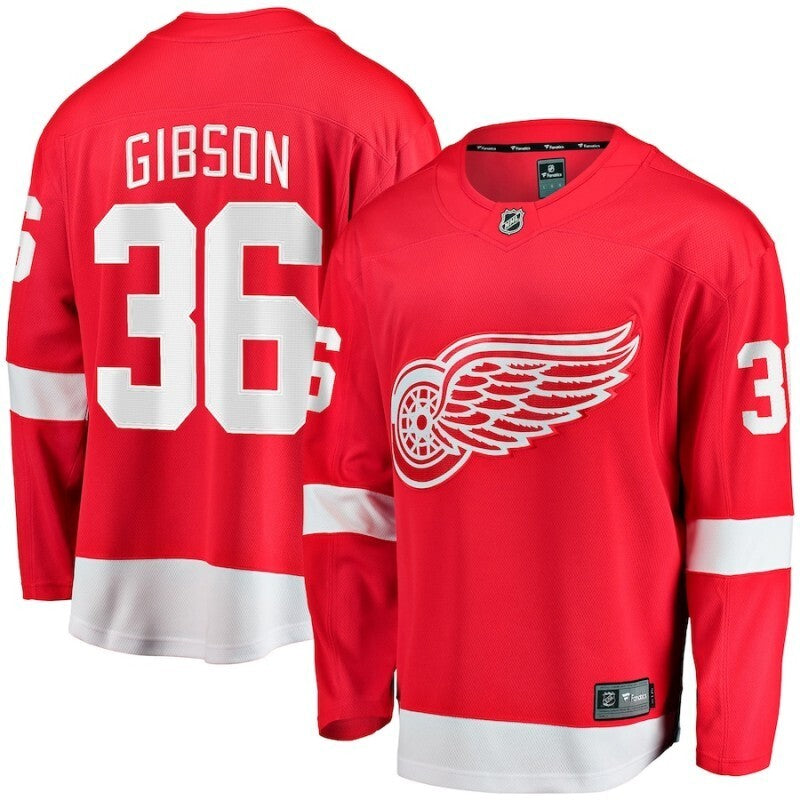detroit red wings #36 john gibson home breakaway jersey - red Hockey Jersey hockey jersey product view 1