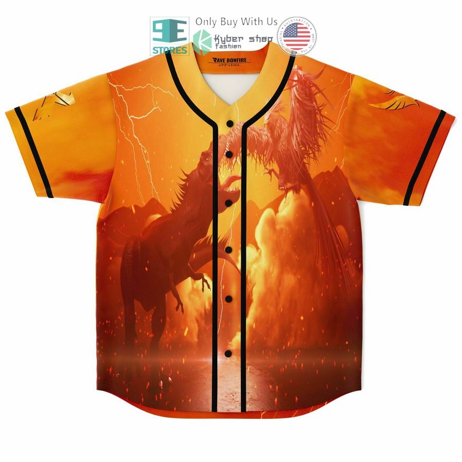 BEST Dinosaur Phoenix orange Baseball Jersey baseball jersey product view 1