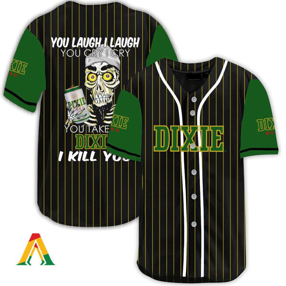 Dixie Beer Baseball Jersey: Laugh Cry and Take My Kill You Design - Aopprinter baseball jersey product view 2