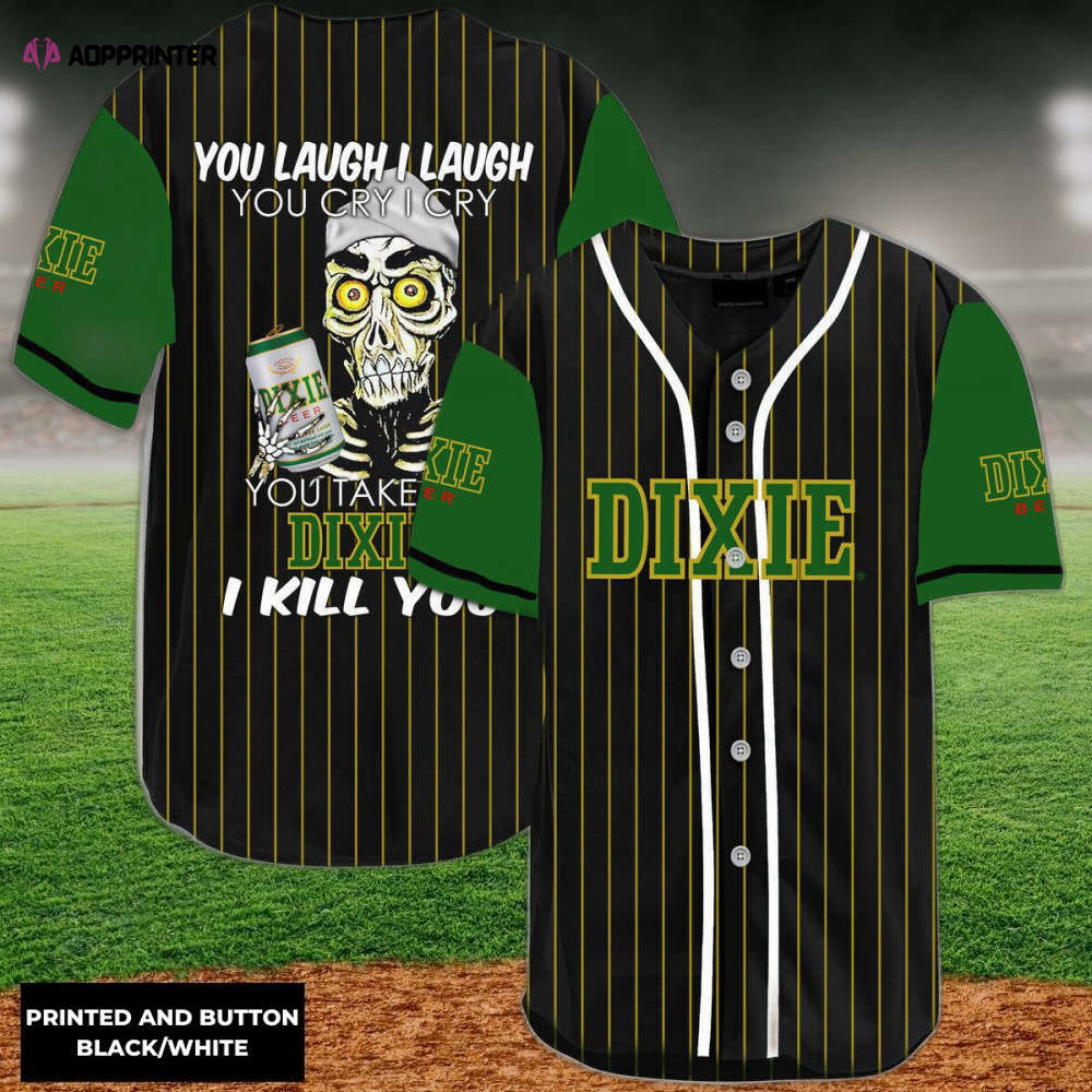 Dixie Beer Baseball Jersey: Laugh Cry and Take My Kill You Design baseball jersey product view 1