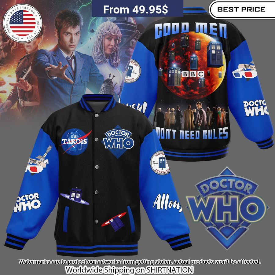 Doctor Who Good Men Don't Need Rules Baseball Jacket baseball jersey product view 1