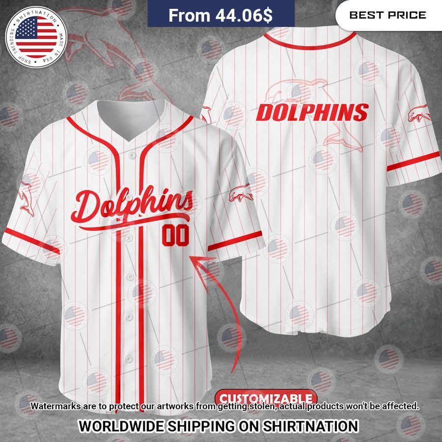 Dolphins Custom Baseball Jersey baseball jersey product view 1