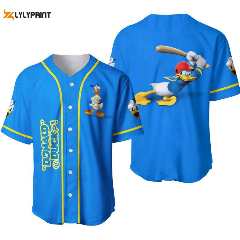 Donald Duck The Batter All Over Print Baseball Jersey - lylyprint.com baseball jersey product view 1