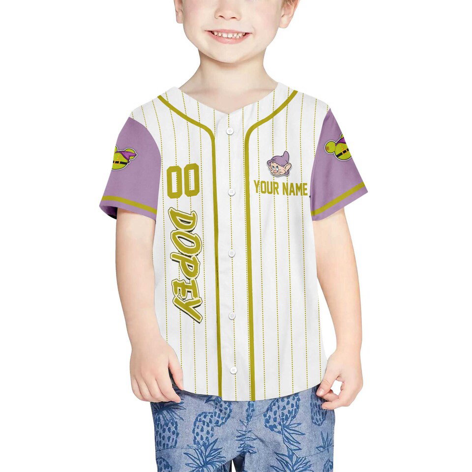 Dopey Dwarf Baseball Jersey - lylyprint.com baseball jersey product view 3