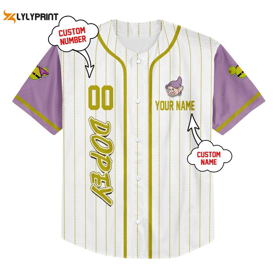 Dopey Dwarf Baseball Jersey - lylyprint.com baseball jersey product view 1