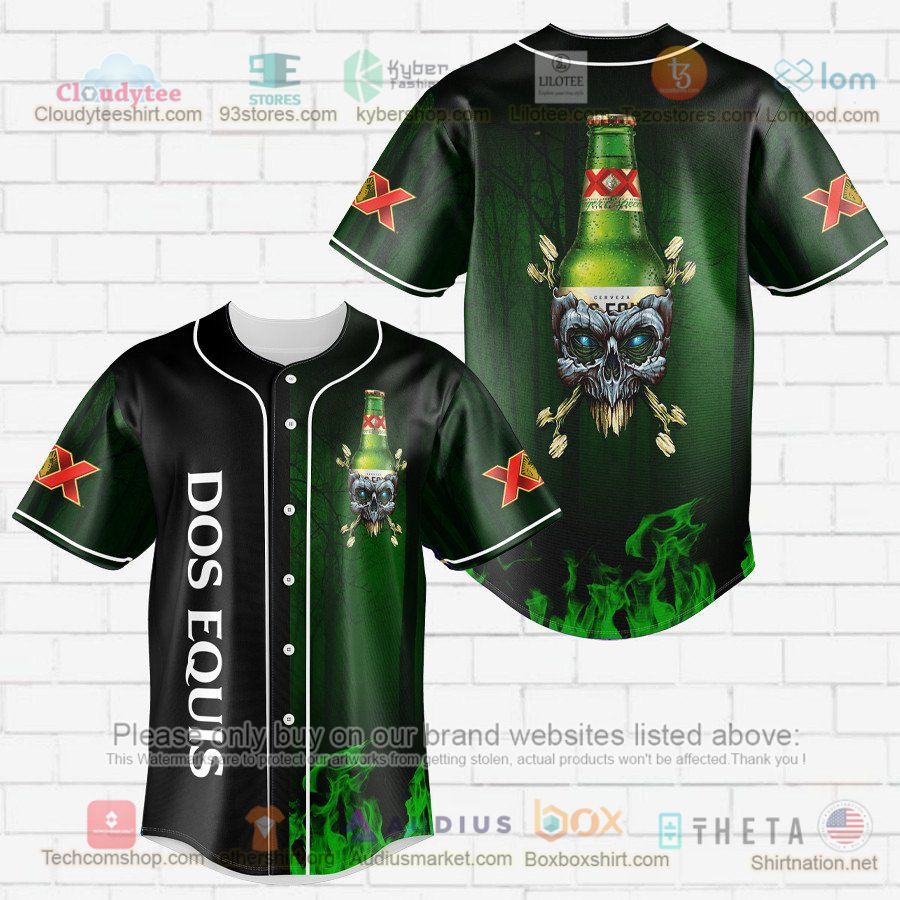 HOT Dos Equis skull head Baseball Jersey Shirt baseball jersey product view 1