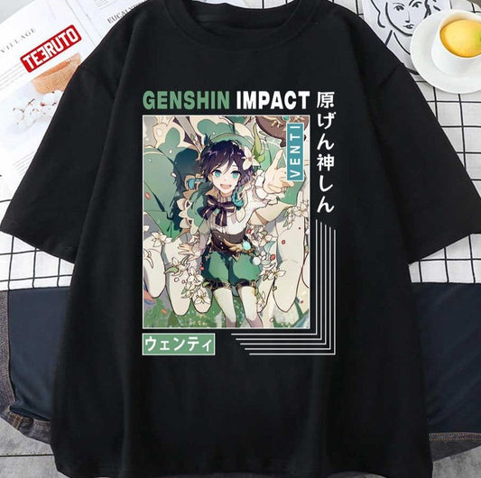 Anemo Character Venti Genshin Impact Vintage Design Unisex T-Shirt - T-Shirt, Sweatshirt, Hoodie