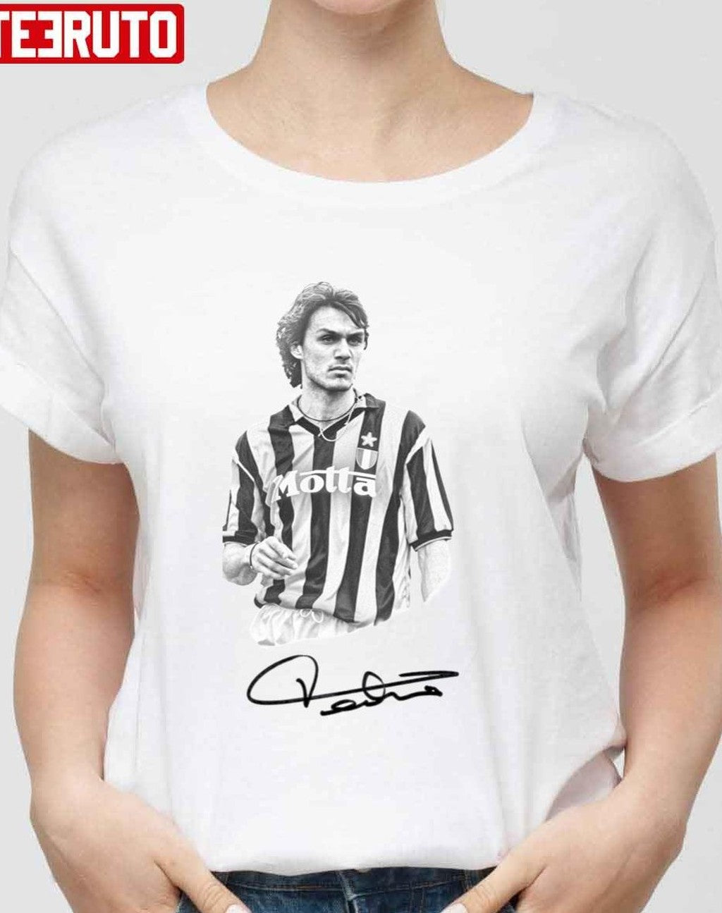 Paolo Maldini In Black &amp; White With Signature Unisex T-Shirt - T-Shirt, Sweatshirt, Hoodie