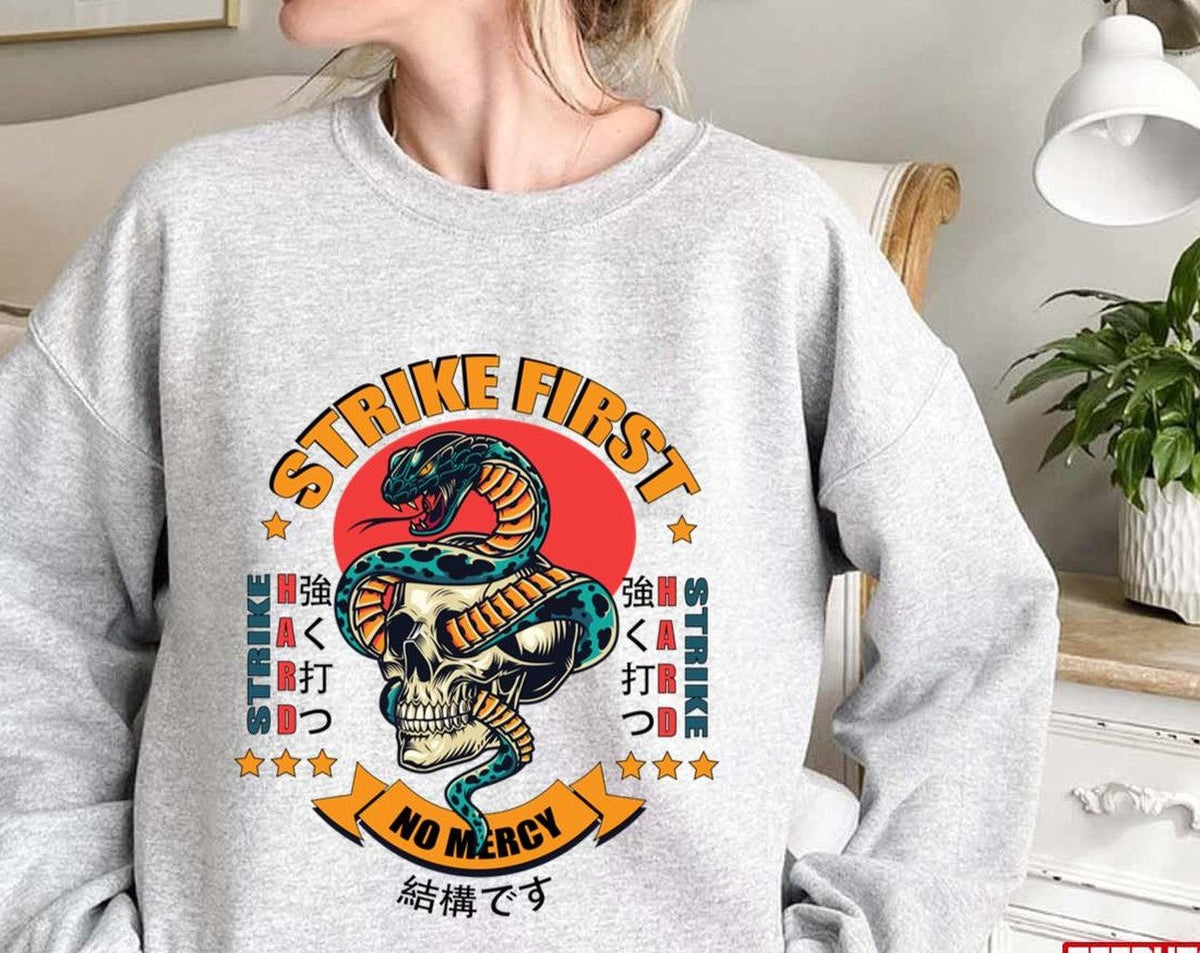 Oldschool Cobra Kai Strike First Japanese Art Unisex Sweatshirt - T-Shirt, Sweatshirt, Hoodie