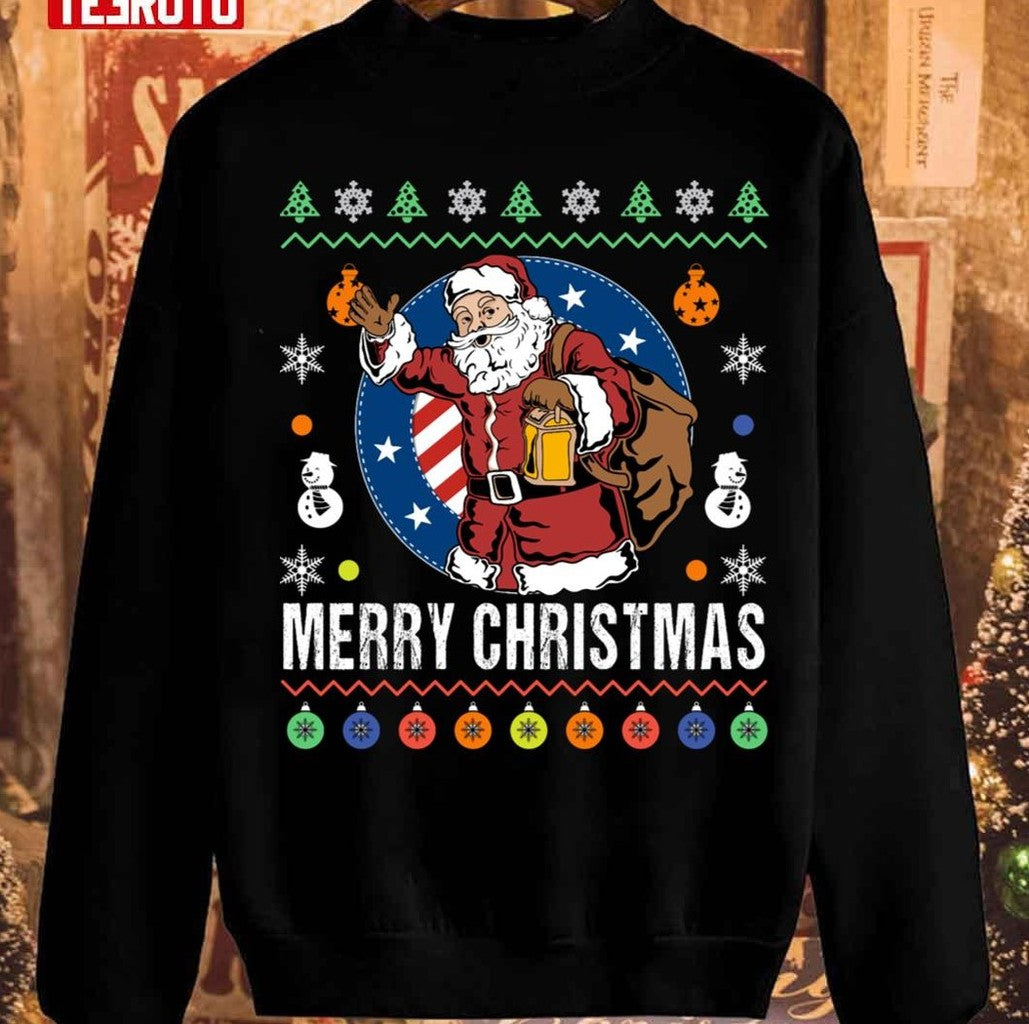 Santa Claus Patriotic Christmas Ornaments Xmas Us Flag Unisex Sweatshirt - T-Shirt, Sweatshirt, Hoodie