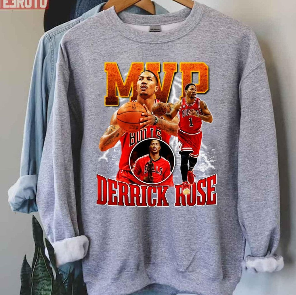 Mvp Chicago Basketball Derrick Rose Signature Vintage Retro 80s 90s Bootleg Sweatshirt - T-Shirt, Sweatshirt, Hoodie