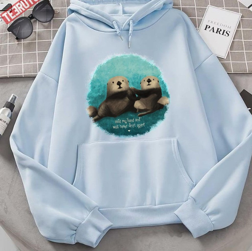 Sea Otters In Love Unisex Hoodie - T-Shirt, Sweatshirt, Hoodie