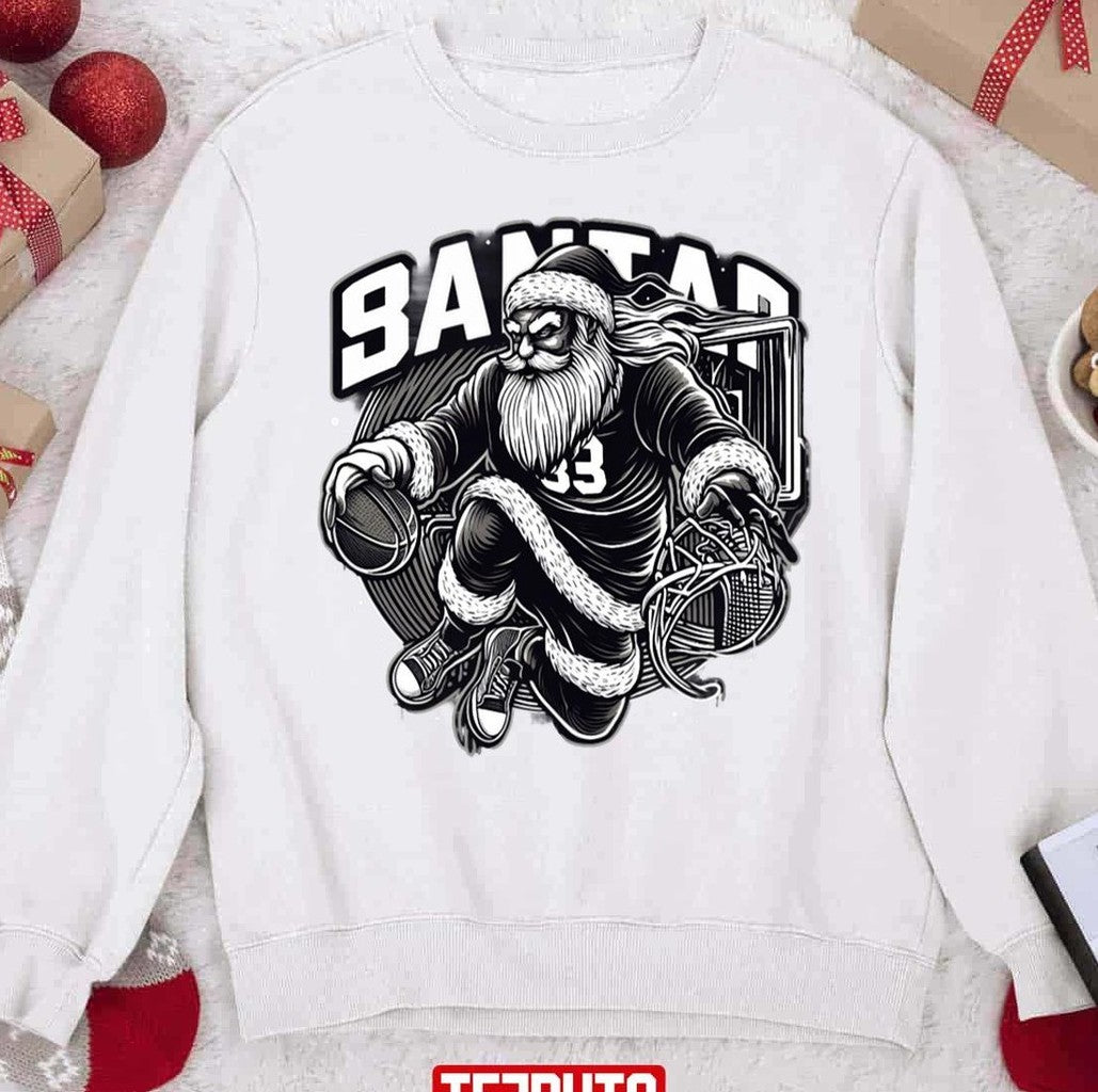 Santa Slam Dunk Merry Christmas Gift Unisex Sweatshirt - T-Shirt, Sweatshirt, Hoodie