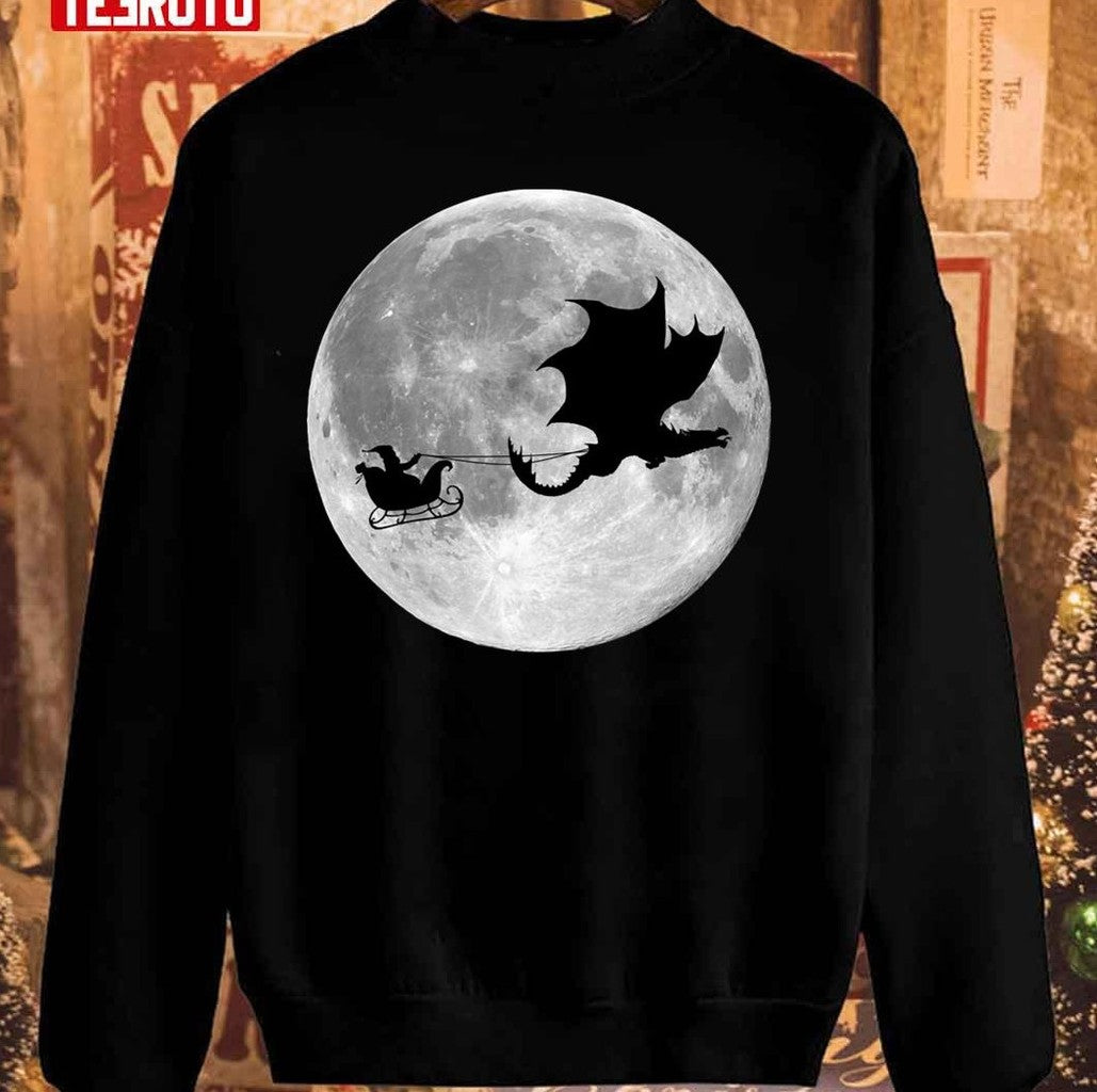 Santa Claus Dragon Rider Sleigh Ride Merry Christmas Unisex Sweatshirt - T-Shirt, Sweatshirt, Hoodie
