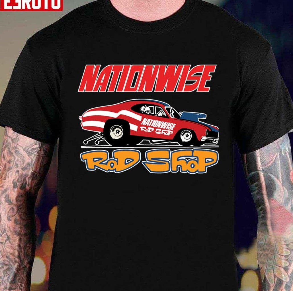 Nationwise Rod Shop Speed Shop 1970s Retro Unisex T-shirt - T-Shirt, Sweatshirt, Hoodie