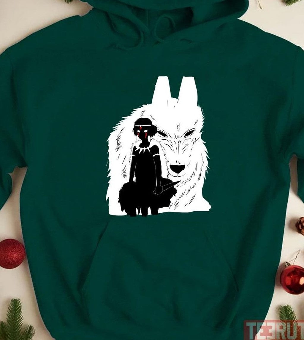 Princess Mononoke And Wolf Illustration Unisex Hoodie - T-Shirt, Sweatshirt, Hoodie
