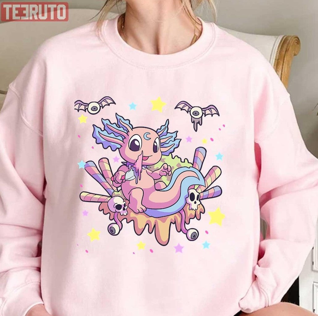 Pastel Goth Cute Creepy Axolotl Gothic Kawaii Menhera Wiccan Unisex Sweatshirt - T-Shirt, Sweatshirt, Hoodie
