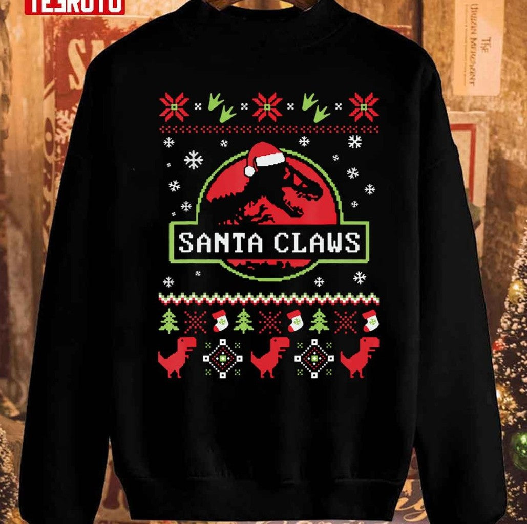 Santa Claws Dinosaur 2023 Christmas Sweatshirt - T-Shirt, Sweatshirt, Hoodie