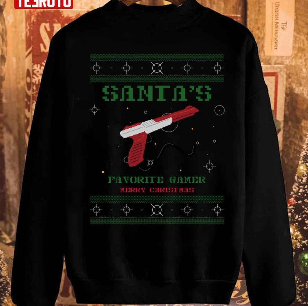 Santa's Favorite Gamer Christmas 2023 Unisex Sweatshirt - T-Shirt, Sweatshirt, Hoodie