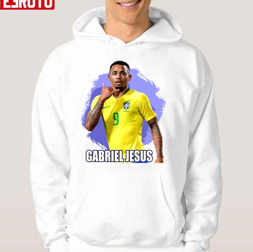 Out I March With Bat And Pad Gabriel Jesus Brazil Football Unisex Hoodie - T-Shirt, Sweatshirt, Hoodie