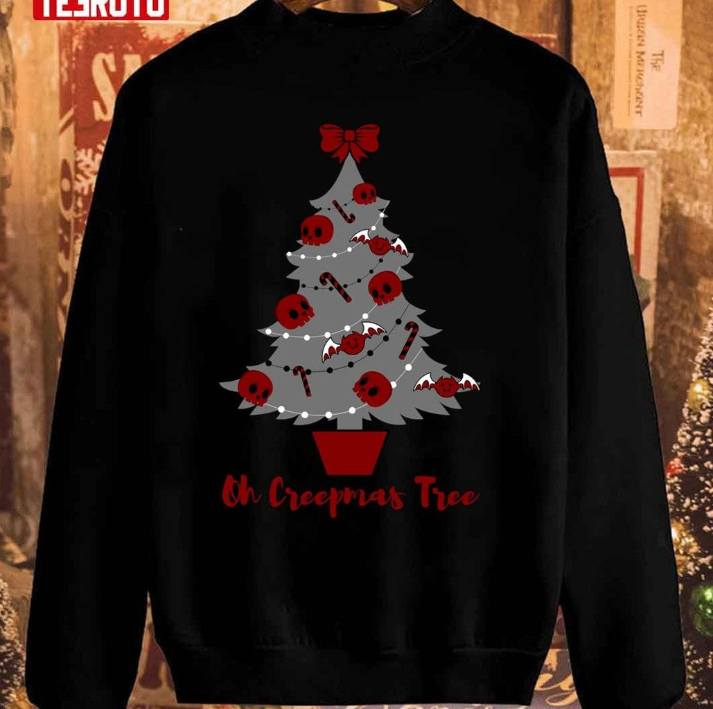 Oh Creepmas Tree Halloween Skull Christmas Tree Unisex Sweatshirt - T-Shirt, Sweatshirt, Hoodie