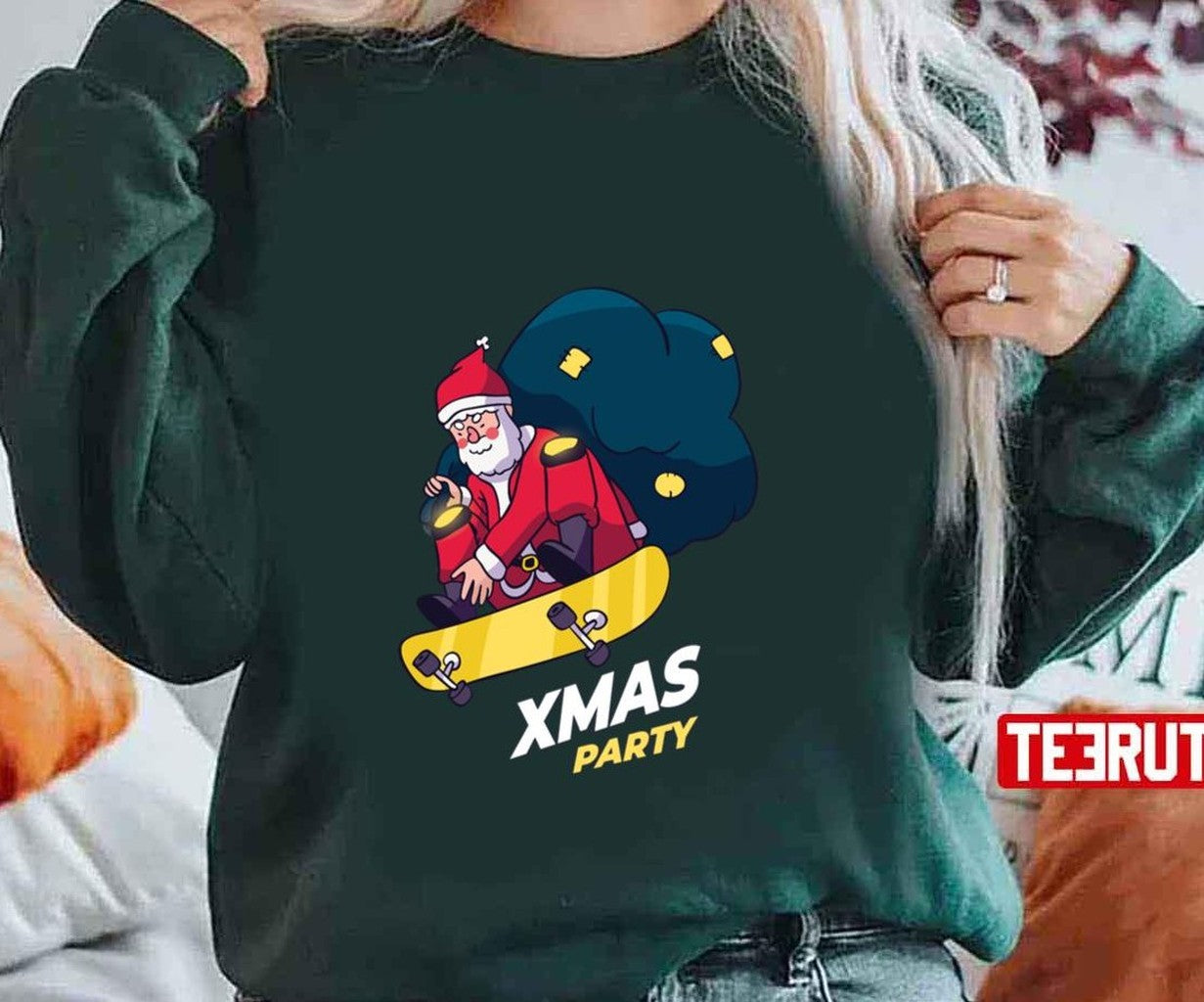 Santa Claus Skateboars Merry Christmas Party 1 Unisex Sweatshirt - T-Shirt, Sweatshirt, Hoodie
