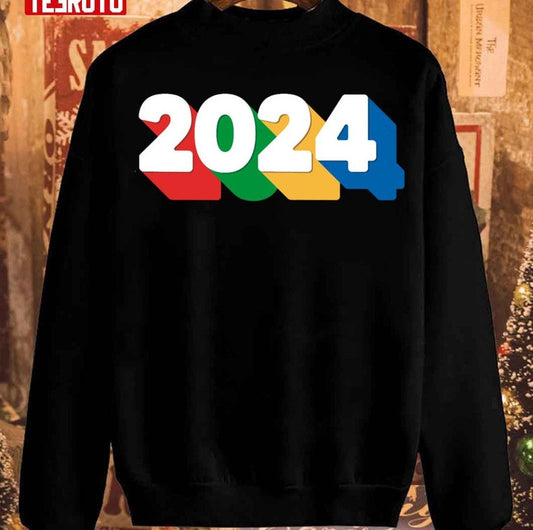 2024 Colorful Happy New Year Sweatshirt - T-Shirt, Sweatshirt, Hoodie