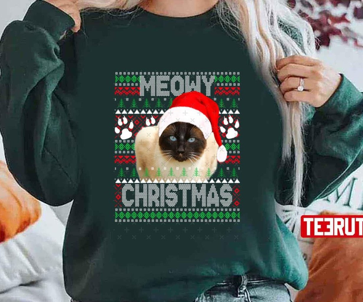 Siamese Cat Meowy Christmas Unisex Sweatshirt - T-Shirt, Sweatshirt, Hoodie