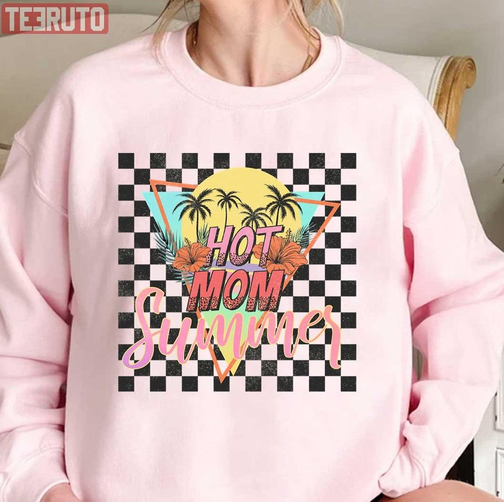 Retro Hot Mom Summer Chess Black And White Pattern Unisex Sweatshirt - T-Shirt, Sweatshirt, Hoodie