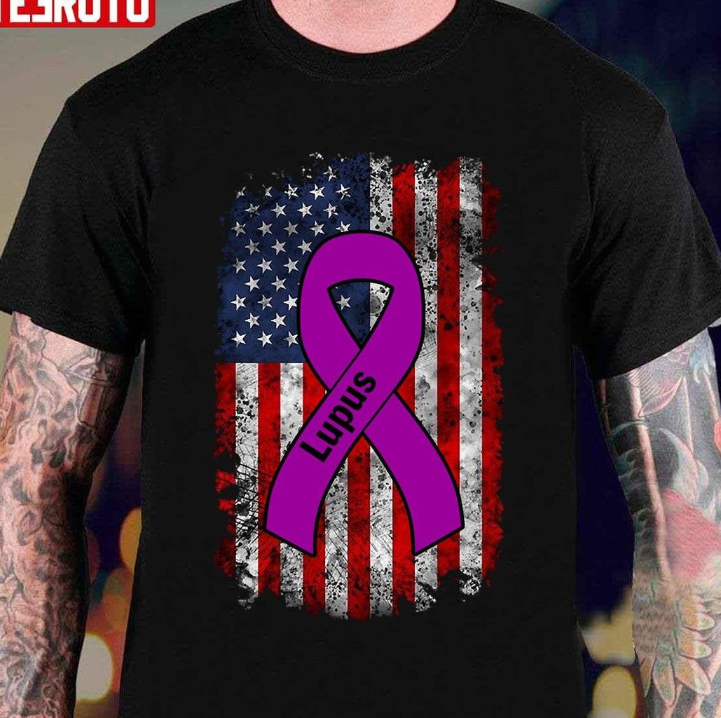 Ribbon Usa Flag National Lupus Awareness Day Unisex T-Shirt - T-Shirt, Sweatshirt, Hoodie