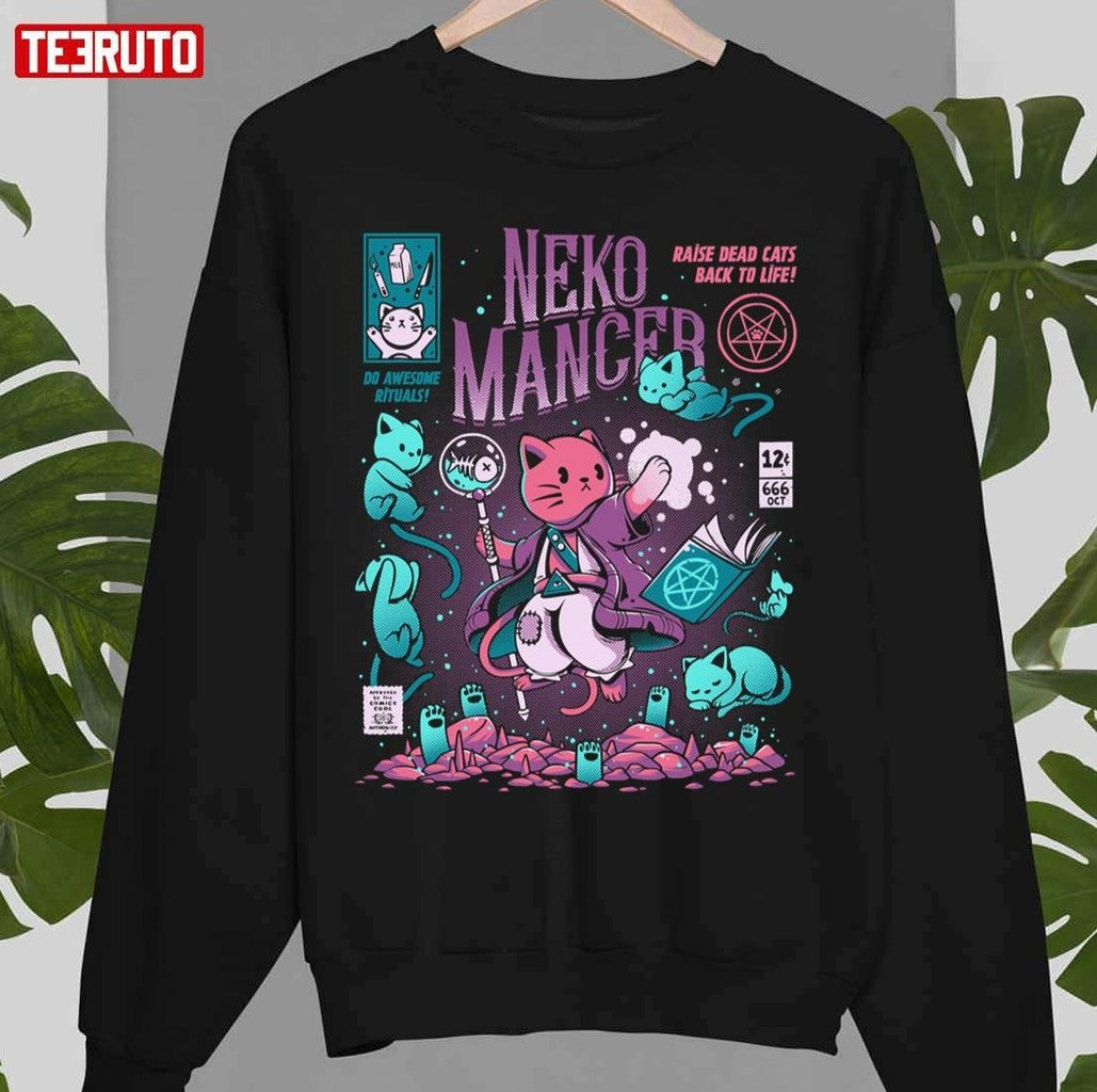 Nekomancer Japanese Style Aesthetic Harajuku Unisex Sweatshirt - T-Shirt, Sweatshirt, Hoodie