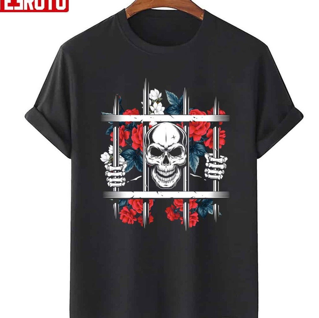 Prison Skeleton Flowers Skull Unisex T-Shirt Unisex T-Shirt - T-Shirt, Sweatshirt, Hoodie