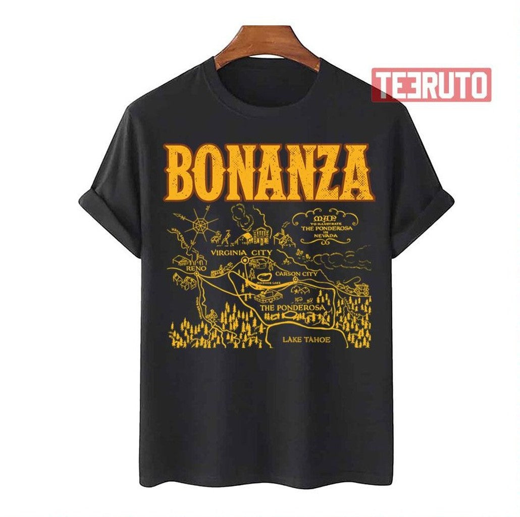 Retro Yellow Art Bonanza Map Unisex T-Shirt - T-Shirt, Sweatshirt, Hoodie