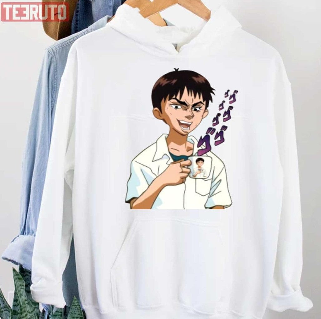 Shinji Ikari Coffee Comic Cute Meme Neon Genesis Evangelion Unisex Hoodie - T-Shirt, Sweatshirt, Hoodie