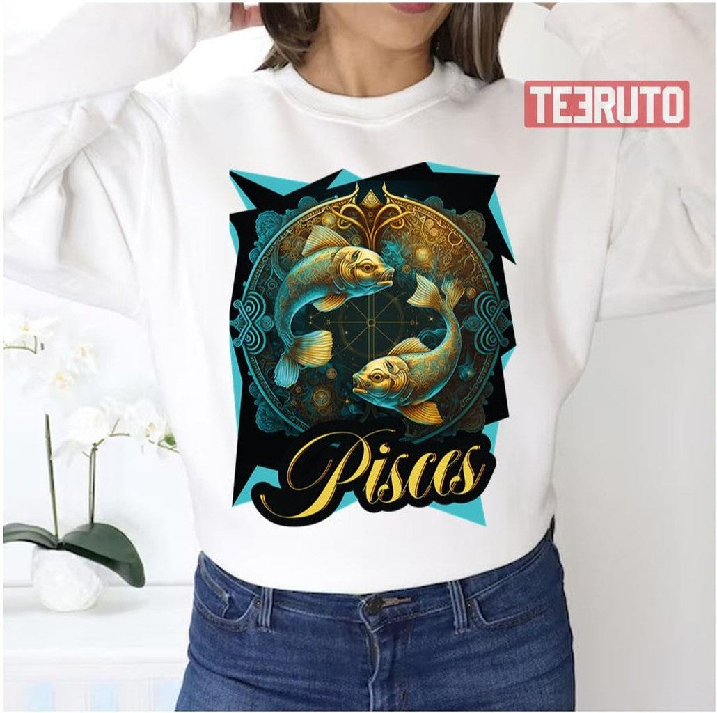 Pisces Zodiac Sign Illustration Unisex Sweatshirt - T-Shirt, Sweatshirt, Hoodie