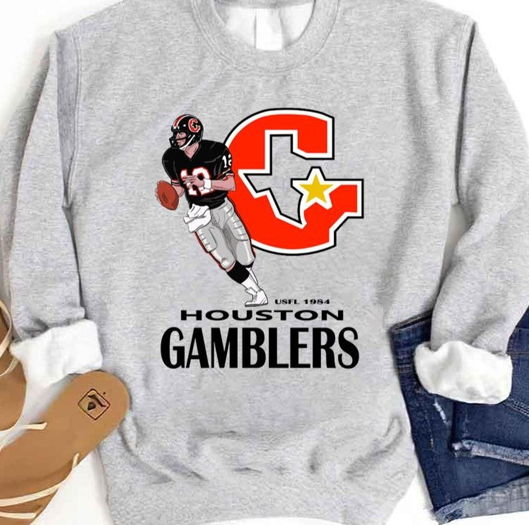 Retro Football Houston Gamblers Usfl Unisex Sweatshirt - T-Shirt, Sweatshirt, Hoodie