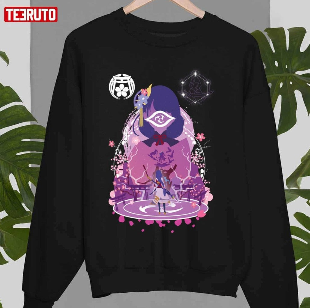 Animation Raiden Shogun Negative Space Genshin Impact Unisex Sweatshirt - T-Shirt, Sweatshirt, Hoodie