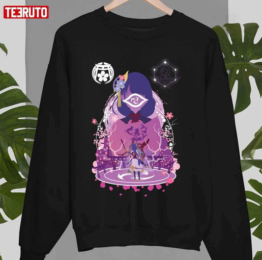 Animation Raiden Shogun Negative Space Genshin Impact Unisex Sweatshirt - T-Shirt, Sweatshirt, Hoodie