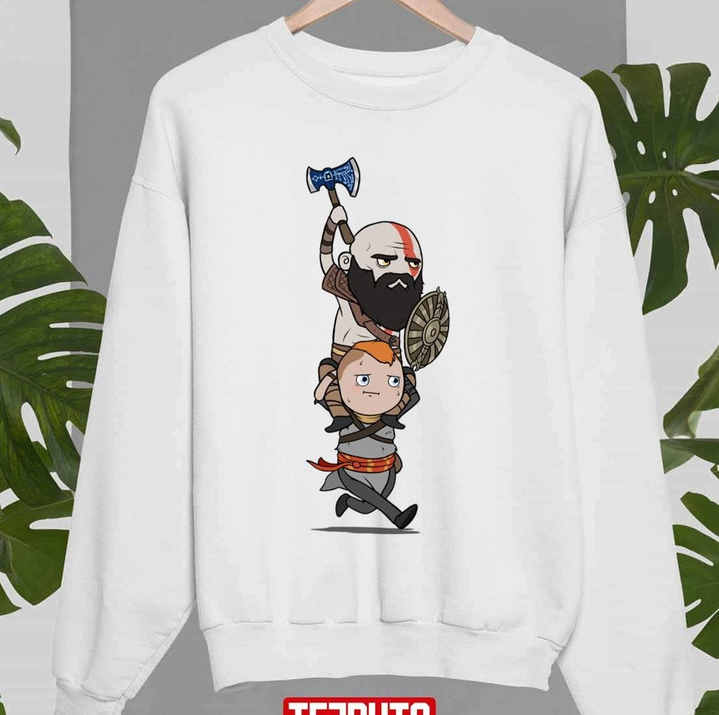 Run Boy Funny Fanart Chibi God Of War Kratos Unisex Sweatshirt - T-Shirt, Sweatshirt, Hoodie