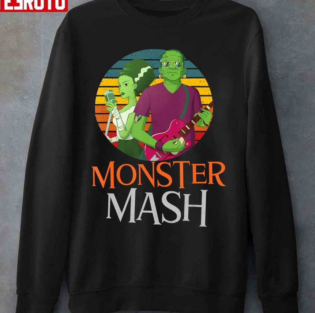 Monster Mash Frankenstein And Bride Rock Band Halloween Unisex Sweatshirt - T-Shirt, Sweatshirt, Hoodie