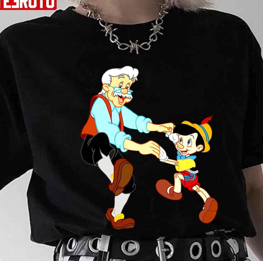 Pinocchio Doll Playing With His Father Unisex T-Shirt - T-Shirt, Sweatshirt, Hoodie