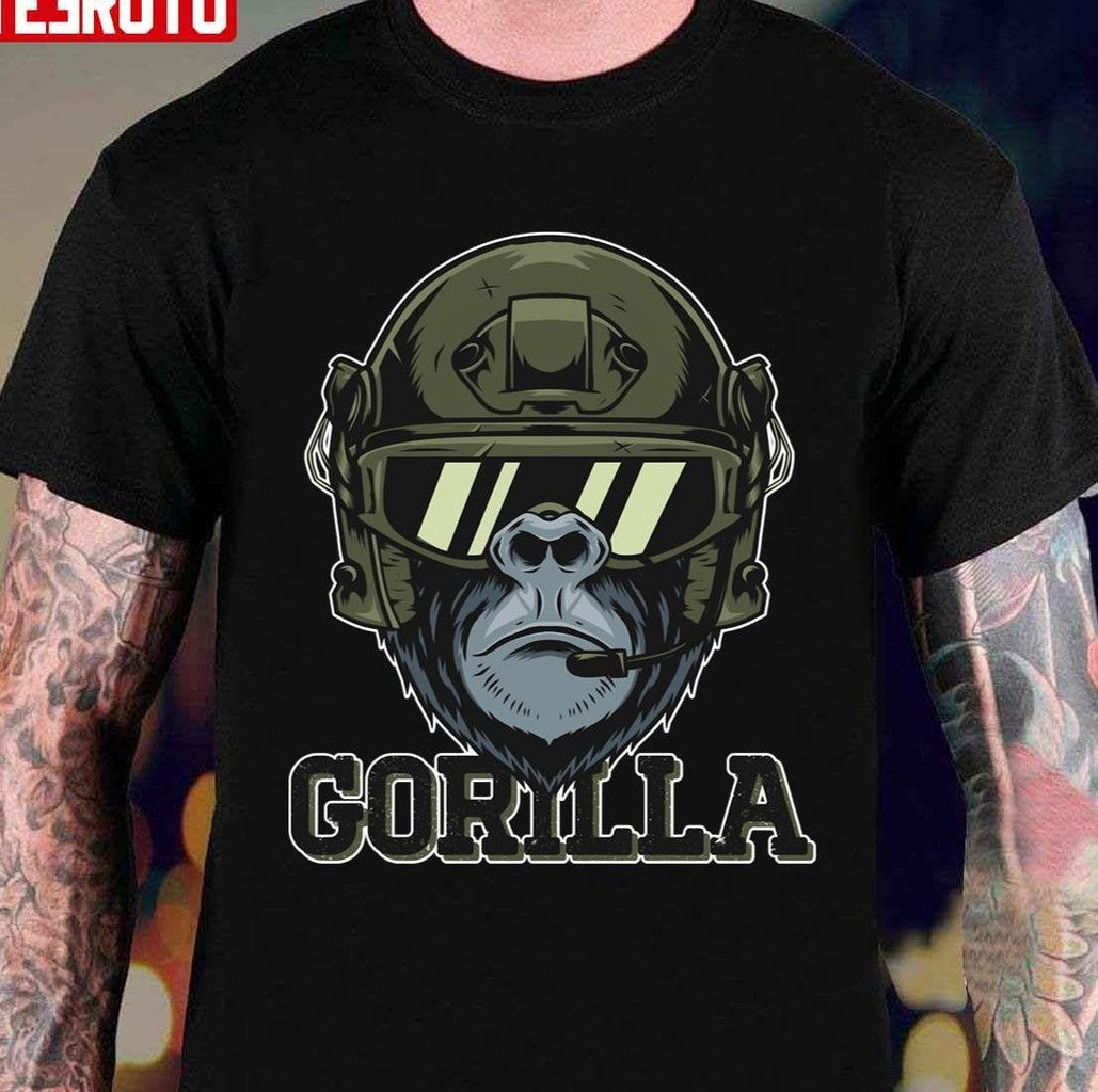 Nft Artwork Gorilla With Military Helmet Unisex T-Shirt - T-Shirt, Sweatshirt, Hoodie