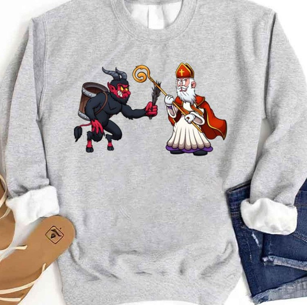 Saint Nicholas Vs Krampus Christmas Unisex Sweatshirt - T-Shirt, Sweatshirt, Hoodie