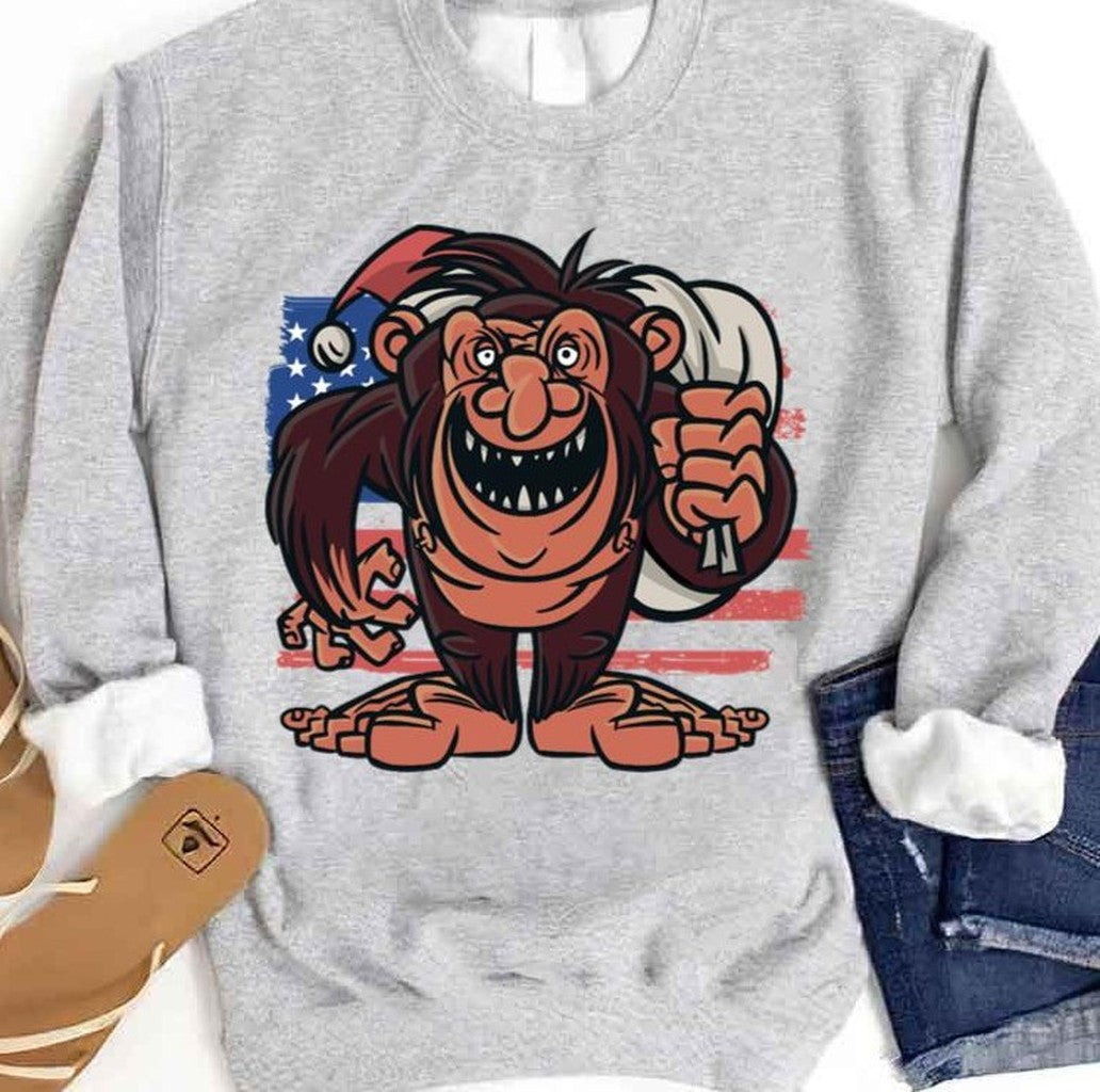 Patriotic American Bigfoot Santa Unisex Sweatshirt - T-Shirt, Sweatshirt, Hoodie
