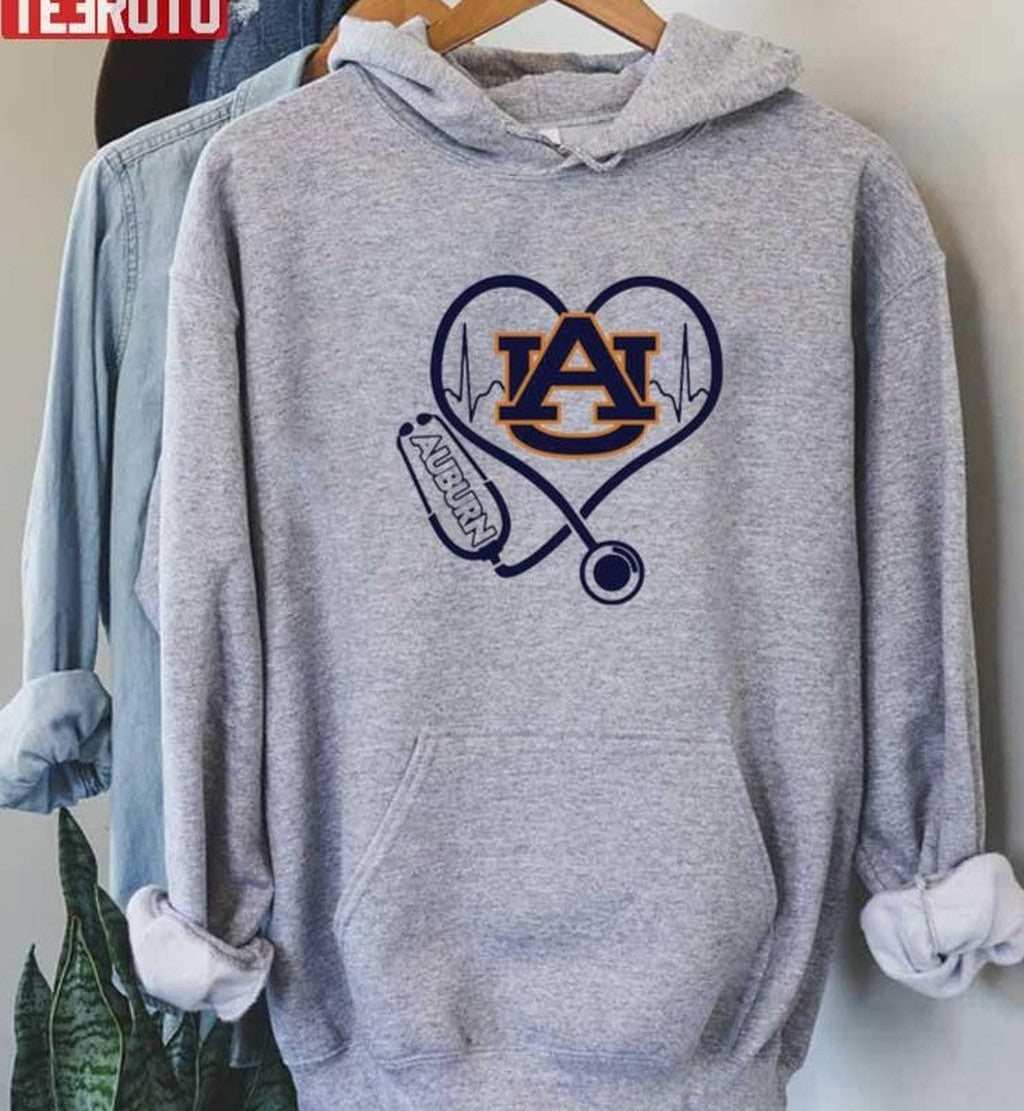 Nurse Love Auburn Tigers Heartbeat Unisex Hoodie - T-Shirt, Sweatshirt, Hoodie