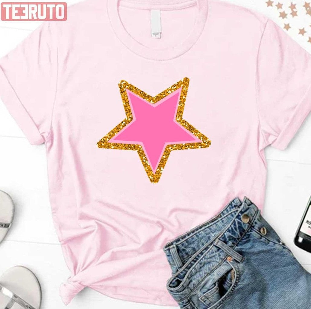 Pink Glittery Star Unisex T-Shirt - T-Shirt, Sweatshirt, Hoodie